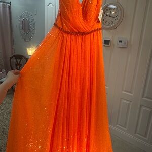 Stunning Orange Sequin Gown